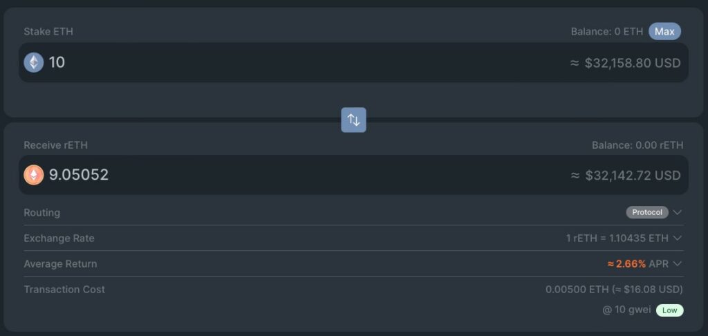 tutoriel staking d'ethereum sur Rocket Pool
