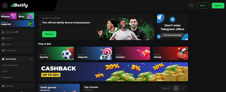 Betify Casino Crypto cashback