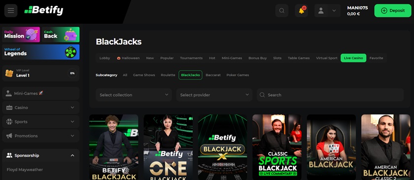 BlackJacks Live Blackjack Betify