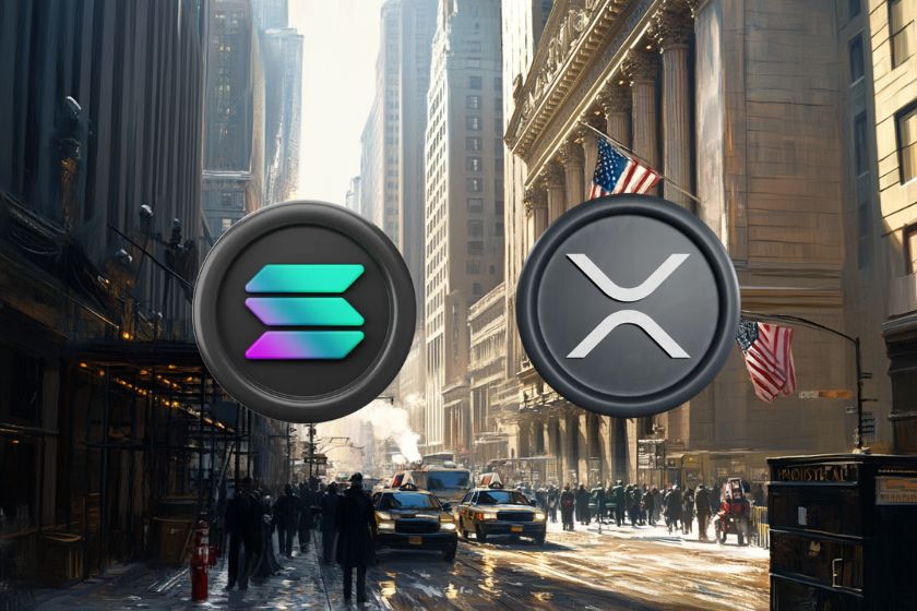 Moedas digitais Solana e Ripple.