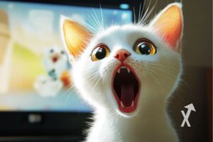 Gato fofo a olhar embevecido.