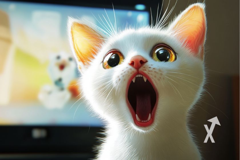 Gato fofo a olhar embevecido.
