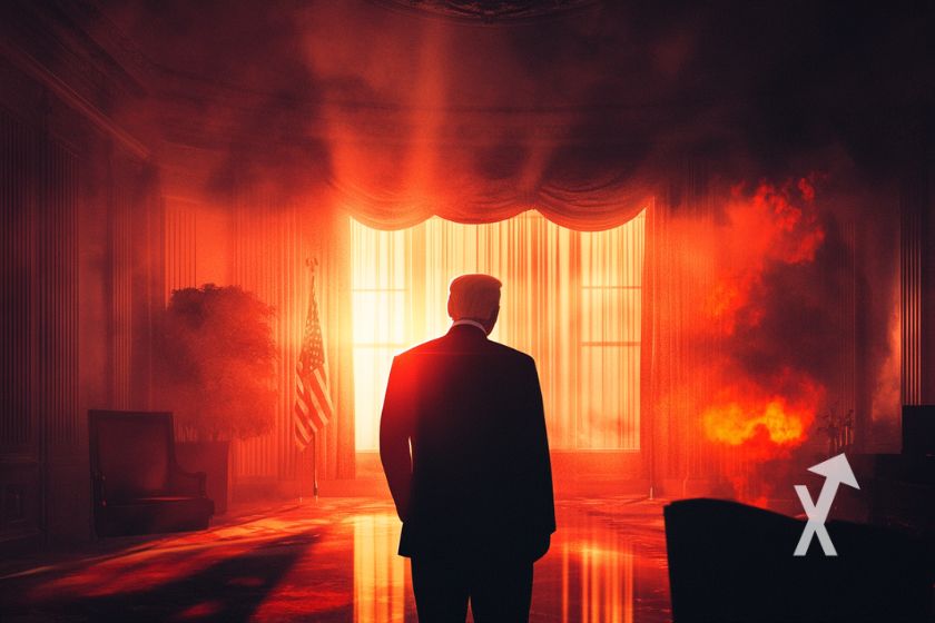 Moeda virtual temática com Trump.