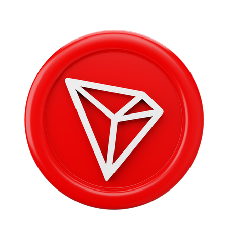 Cryptomonnaie TRX de Tron en rouge foncé
