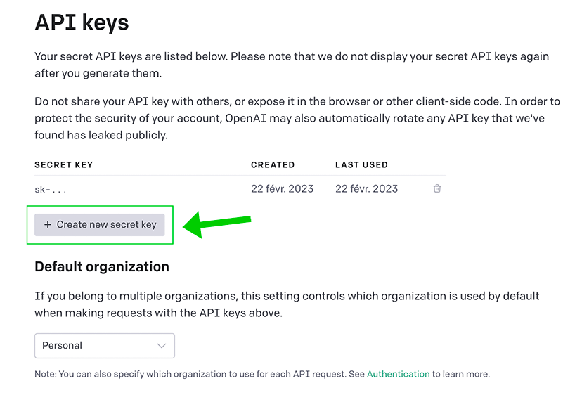 Api Keys chatgpt