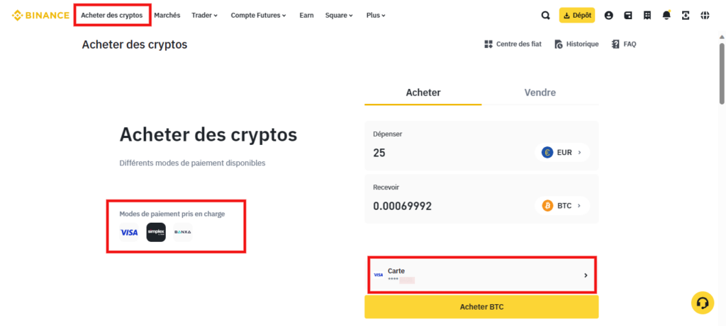 Acheter bitcoin binance