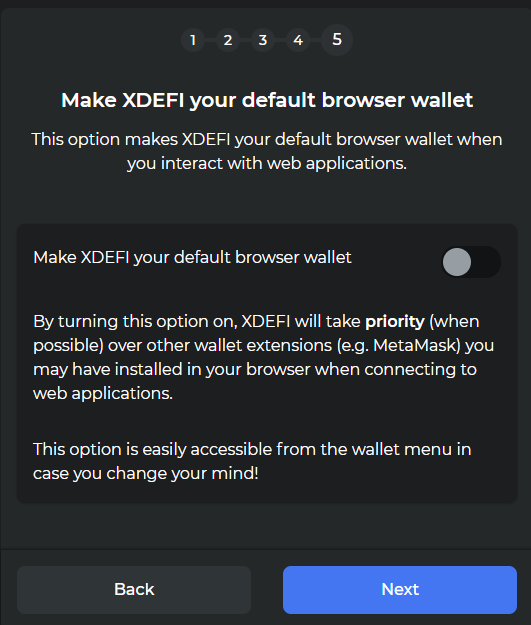 xdefi par défaut