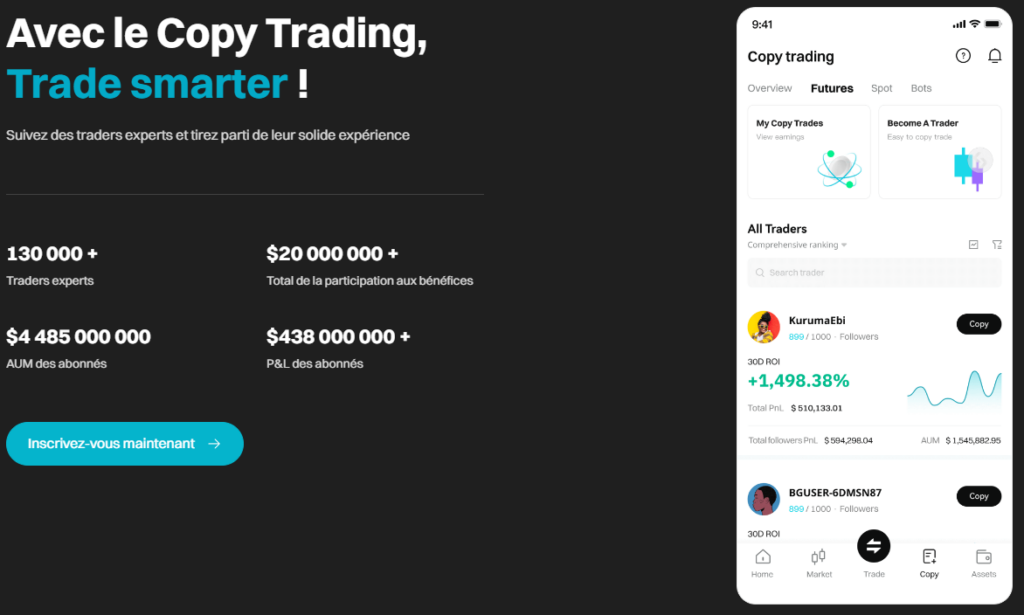 copy trading cryptomonnaies avec Bitget