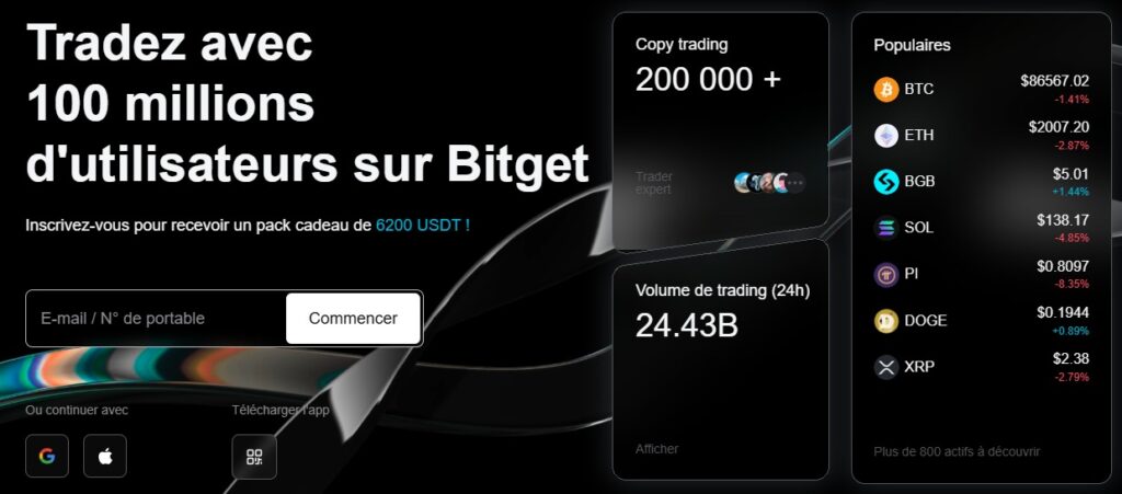 accueil de la plateforme