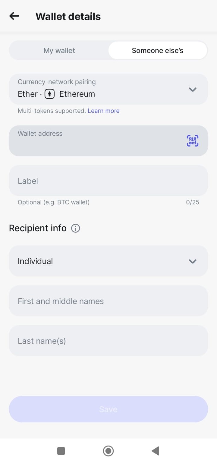 Transfert de crypto depuis Revolut
