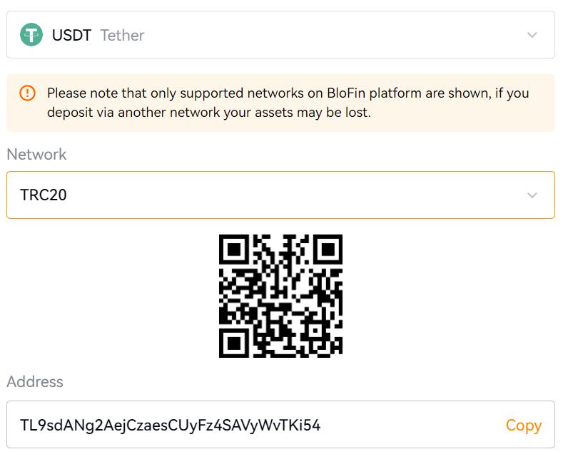 dépôt USDT crypto