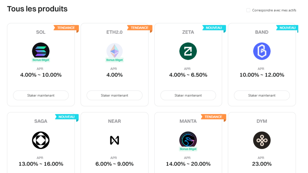 Produit de staking crypto et l'APR