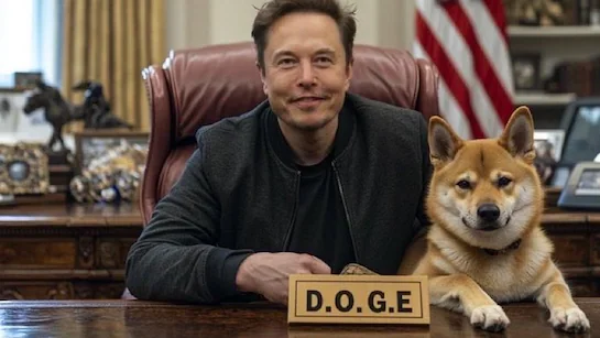 Elon Musk avec un Shiba Inu