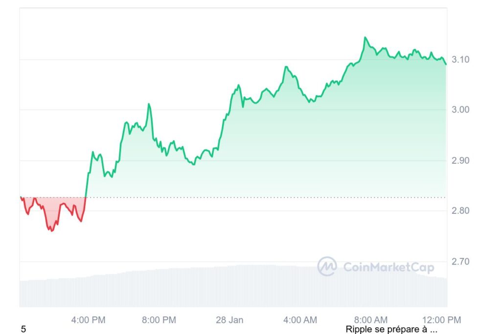 Cours de la crypto XRP en hausse