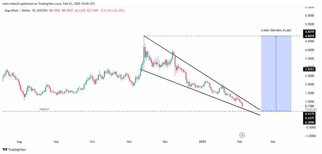 Chute de prix de la crypto WIF