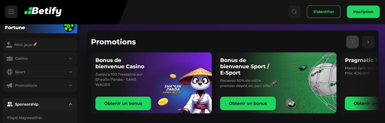 betify jeu bonus