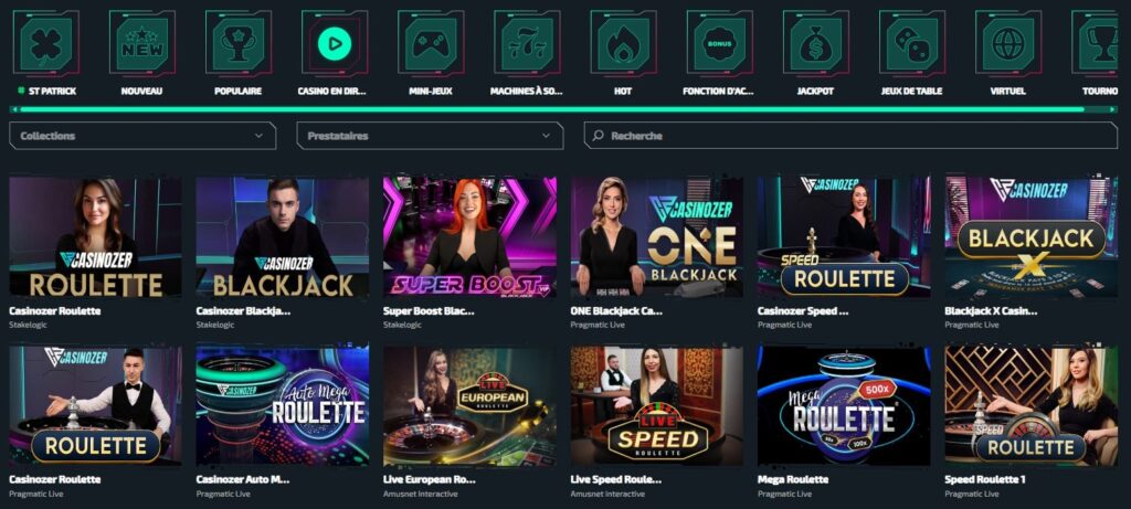 jeux en live casinozer