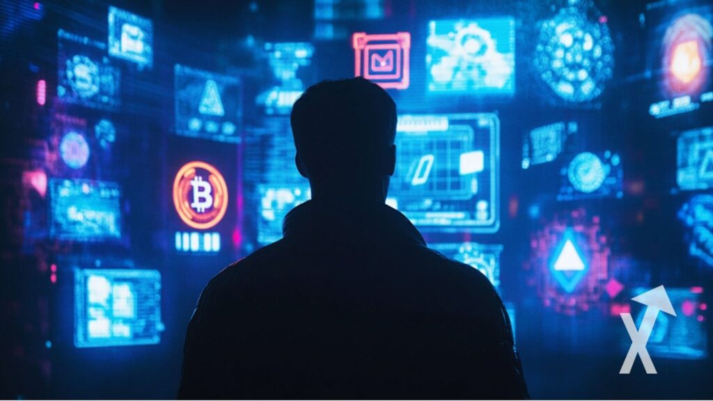 homme devant de multiples paiements