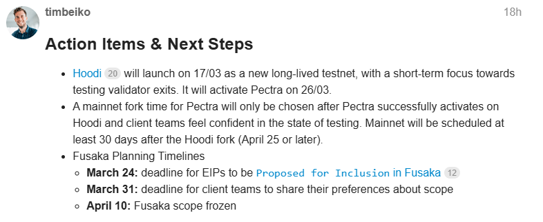 Tim Beiko annonces Pectra mise à jour Ethereum