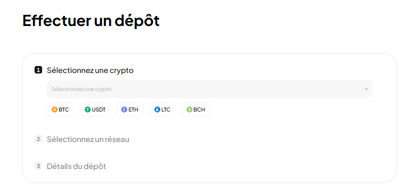 Déposer des fonds sur Weex