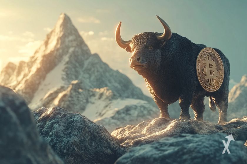 Le logo Bitcoin avec un taureau