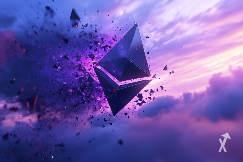 Le logo Ethereum dans le ciel