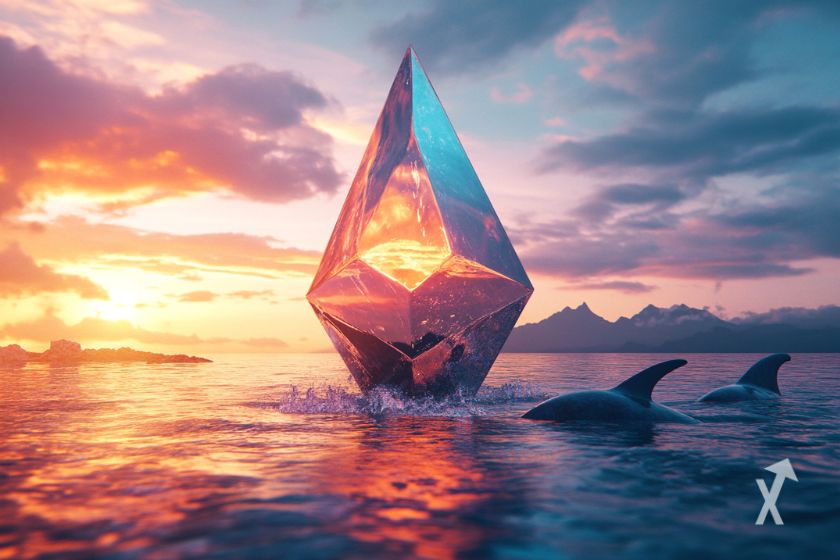 Le logo ETH dans l'eau