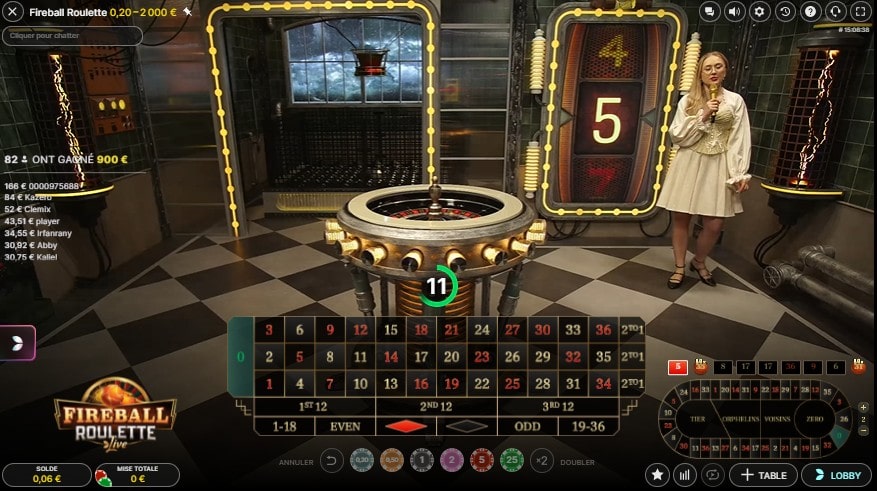 placer les mises sur la live roulette