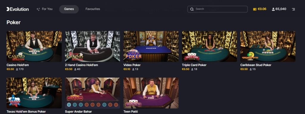 Choisir sa table de poker live