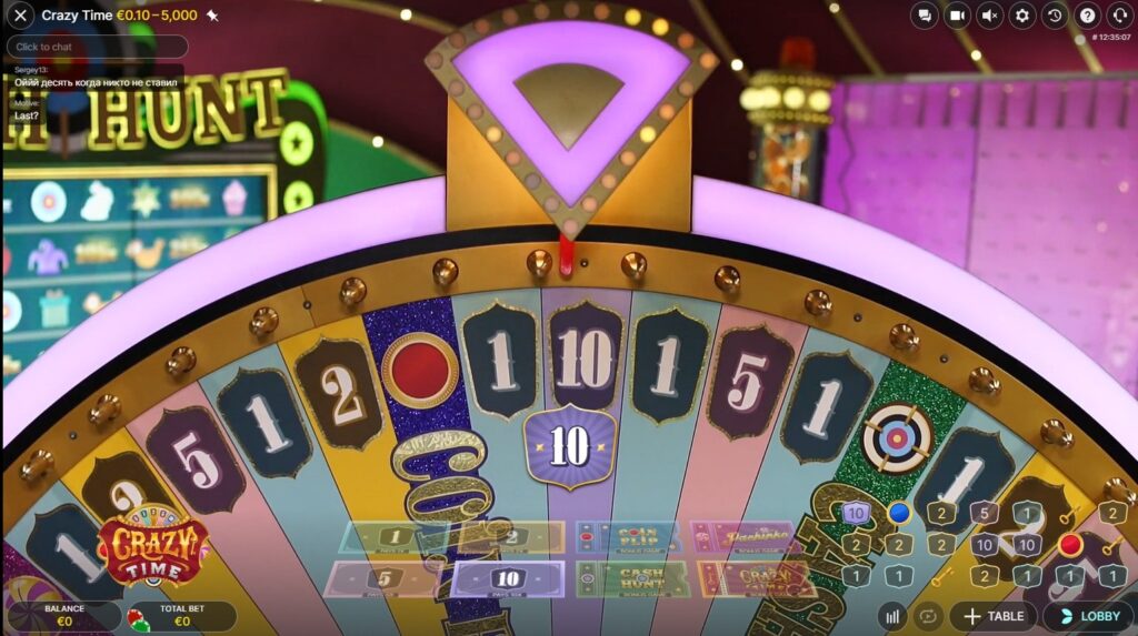 resultat de la roue crazy time live