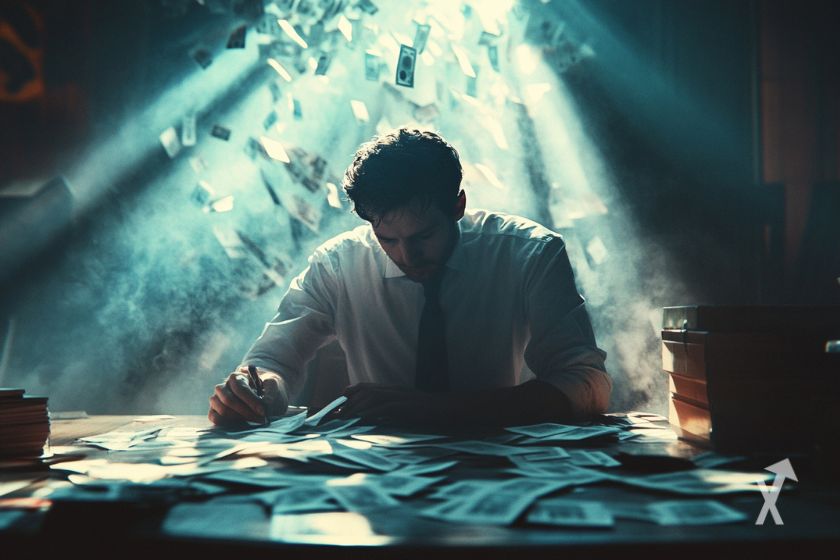 Un trader avec des billets