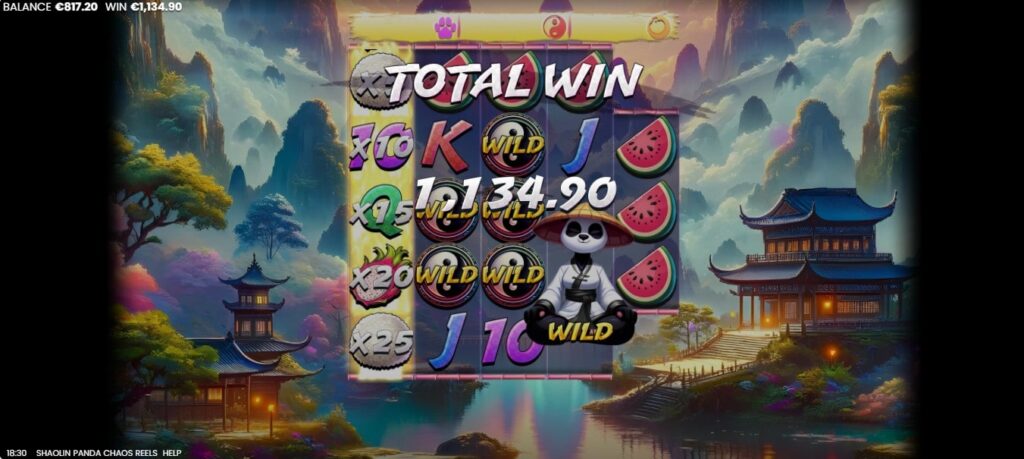 gain sur Shaolin Panda Chaos Reels