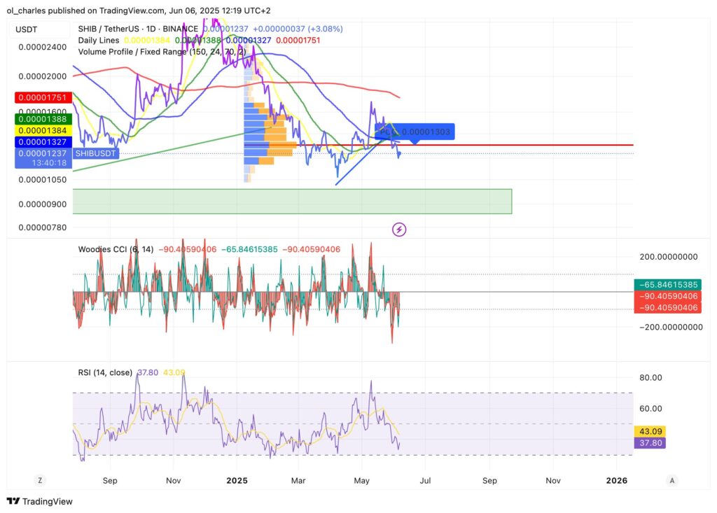 cours du SHI Shiba inu en 1D