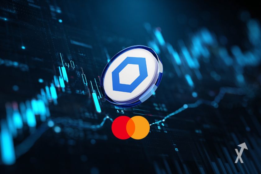 Les logos Chainlink et Mastercard