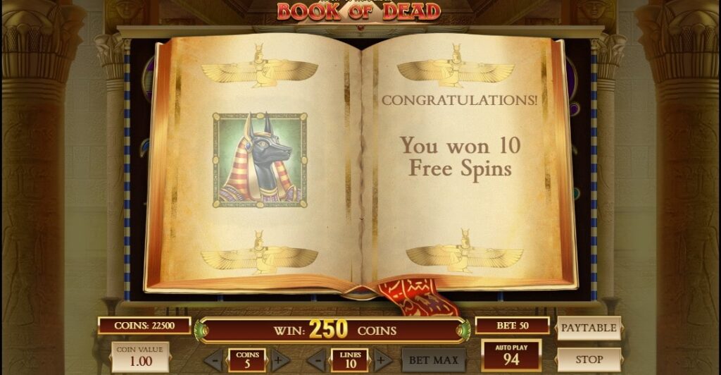 free spins book of dead