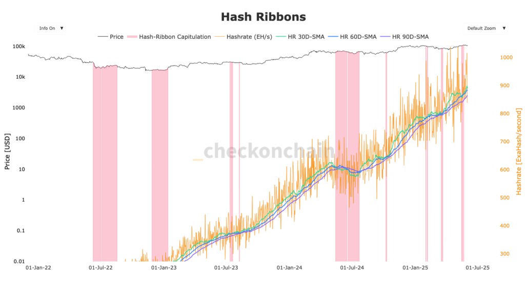 graphique du hashrate Bitcoin