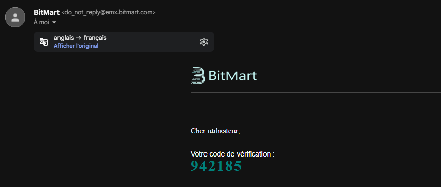 BitMart Code de validation