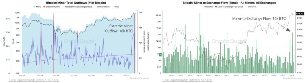 gráfico holding de los mineros BTC