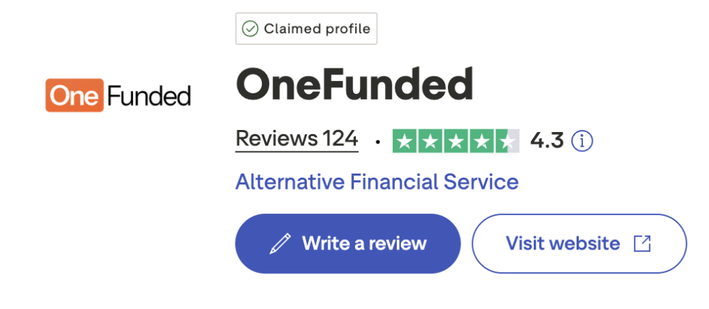 onefunded trustpilot avis 4.3/5 notation 