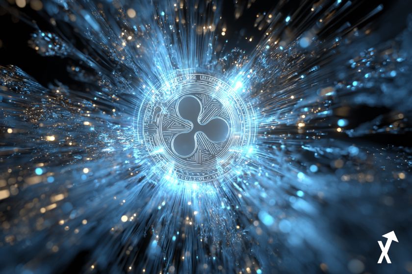 logo xrp avec une explosion lumineuse
