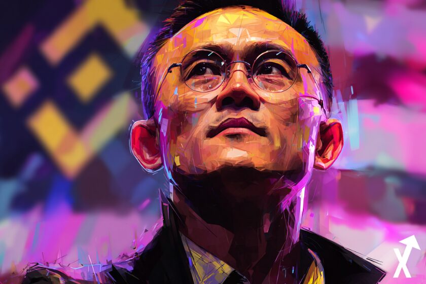 CZ Bnb ceo sur fond drapeau usa et logo bnb binance