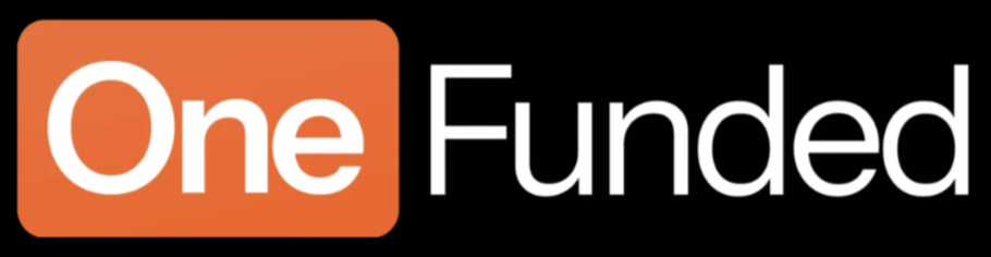 Logo One Funded écrit en blanc avec un fond orange pour 