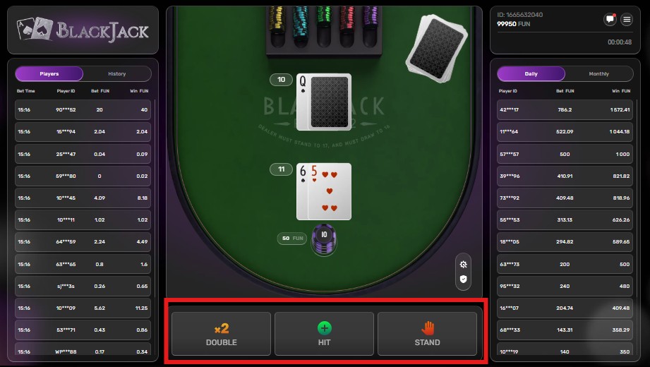 Double, Hit ou Stand Blackjack