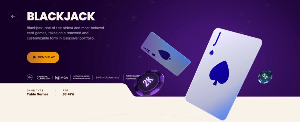 blackjack galaxsys mini-jeu