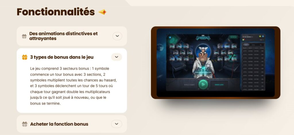 Dr Shocker fonctionnalités