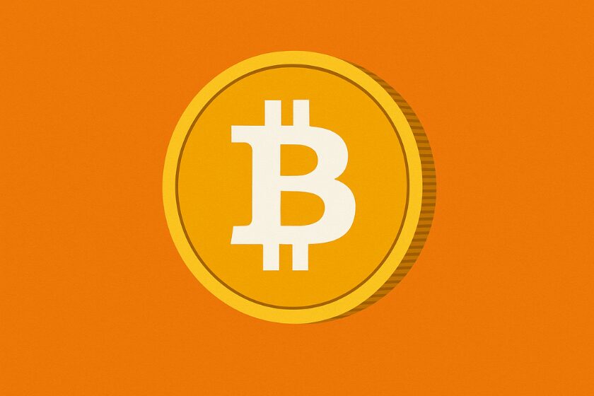 Crypto BTC sur un fond orange