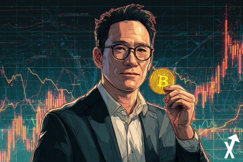 tom lee ceo fundstrat bitcoin à la main illustration crypto