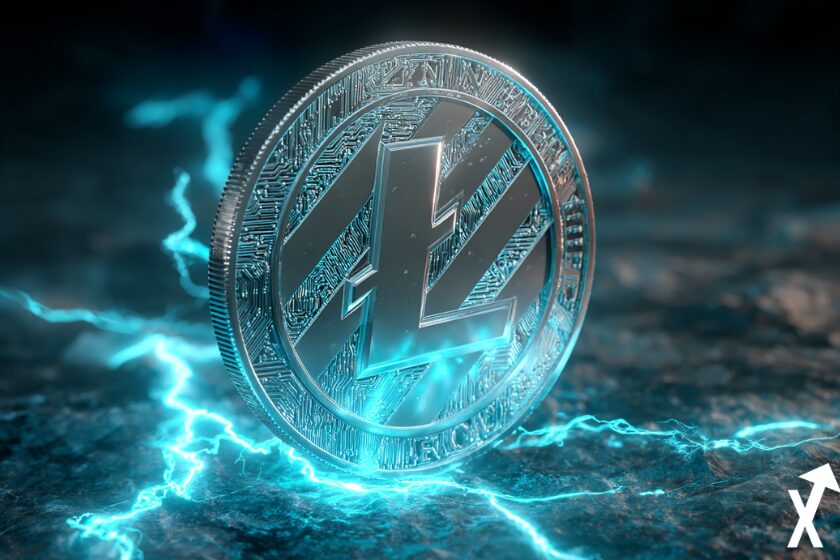 litecoin coin crypto bleu et silver electricité