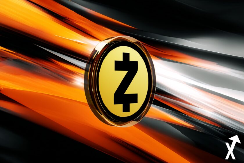 zcash coin orange noir blanc sur fond trading chart orange noir blanc crypto